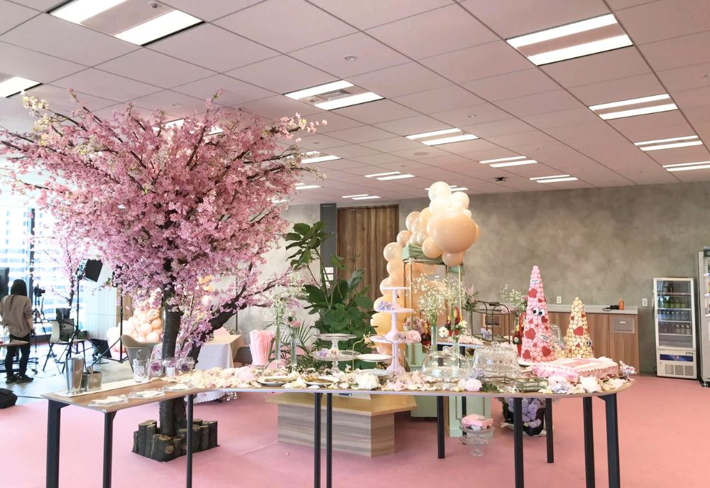 新商品紹介ライブ配信の会場装飾